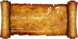 Jóna Tihamér névjegykártya